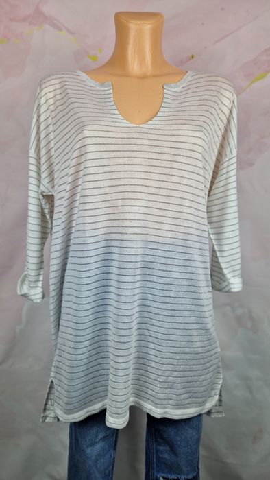 Bluzka/sweterek z rękawem 3/4 na wiosnę next 48 4xl plus size biała w