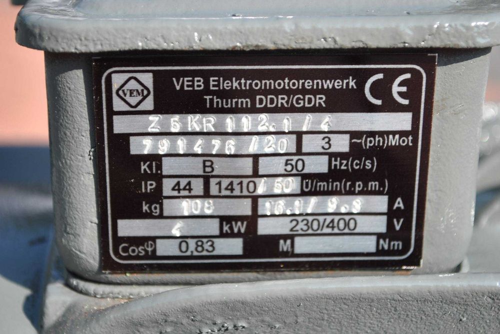 Motoreduktor 4kw. 50obr./min.. VEM