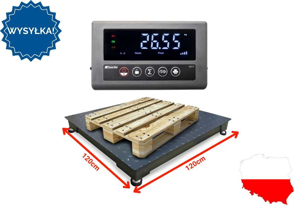 Waga platformowa do 5000kg 120x120cm przemysłowa na magazyn solidna