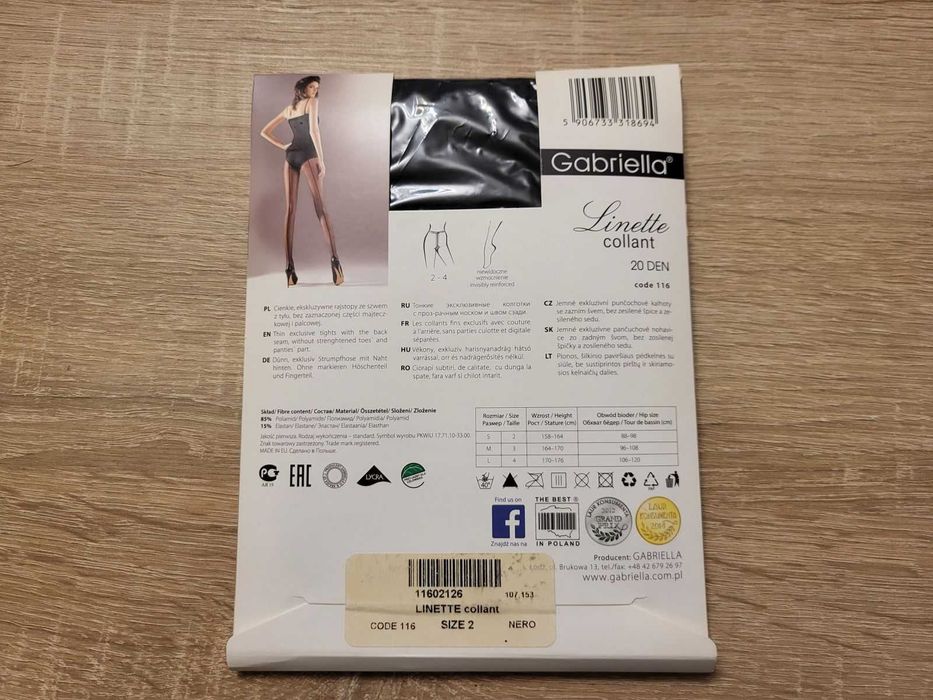 Czarne rajstopy z ozdobnym szwem 20 DEN Linette 2/S - Gabriella