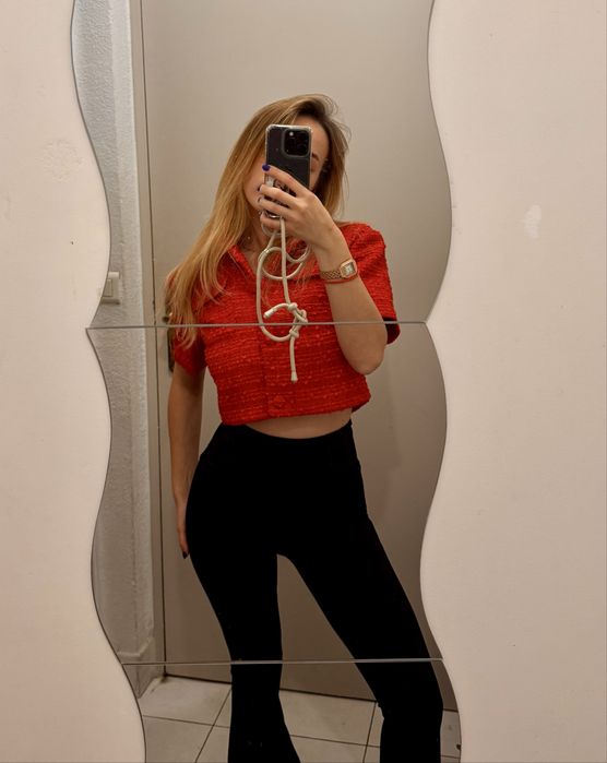 Твідовий жакет H&M червоного кольору