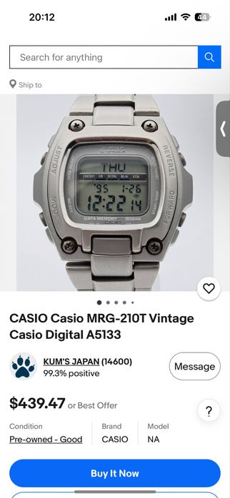Вінтажний Casio MR-G G-shock MRG-210T