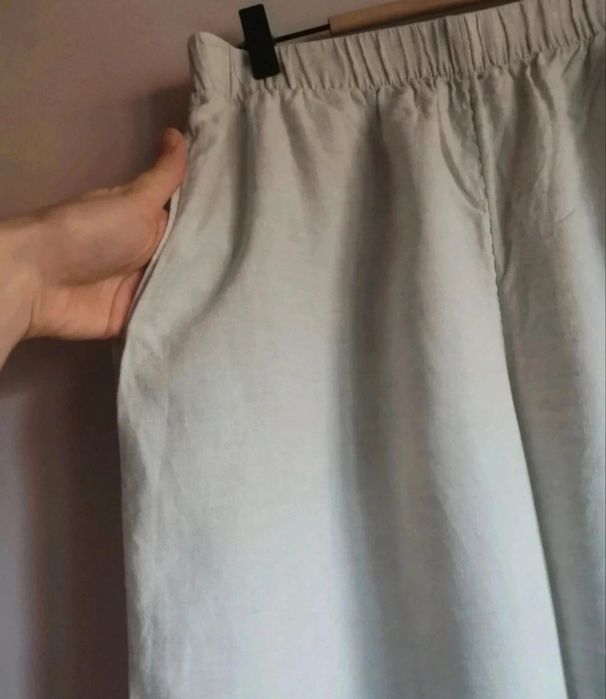 Lniane spodnie z szerokimi nogawkami H&M