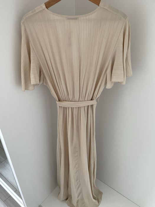 Piękna elegancka sukienka maxi falbanka z wiązaniem NOWA
