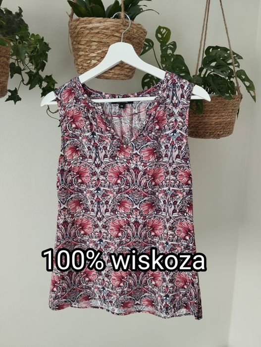 Wiosenna, letnia bluzka w kwiaty z wiskozy, top r. 34 XS comma,