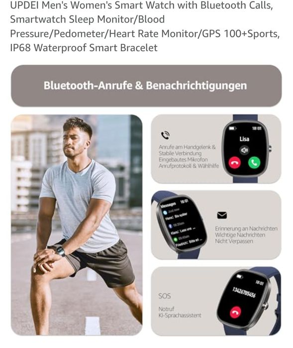 Smartwatch updei pink