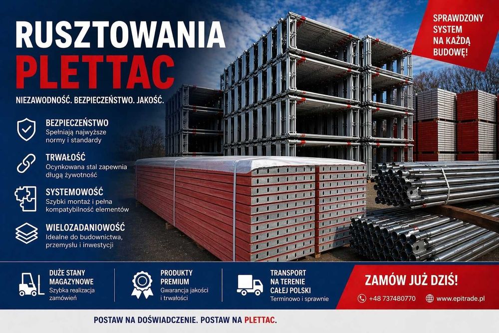 PROMOCJA Rusztowanie ramowe Pletak 300 m2 rusztowania PLETTAC