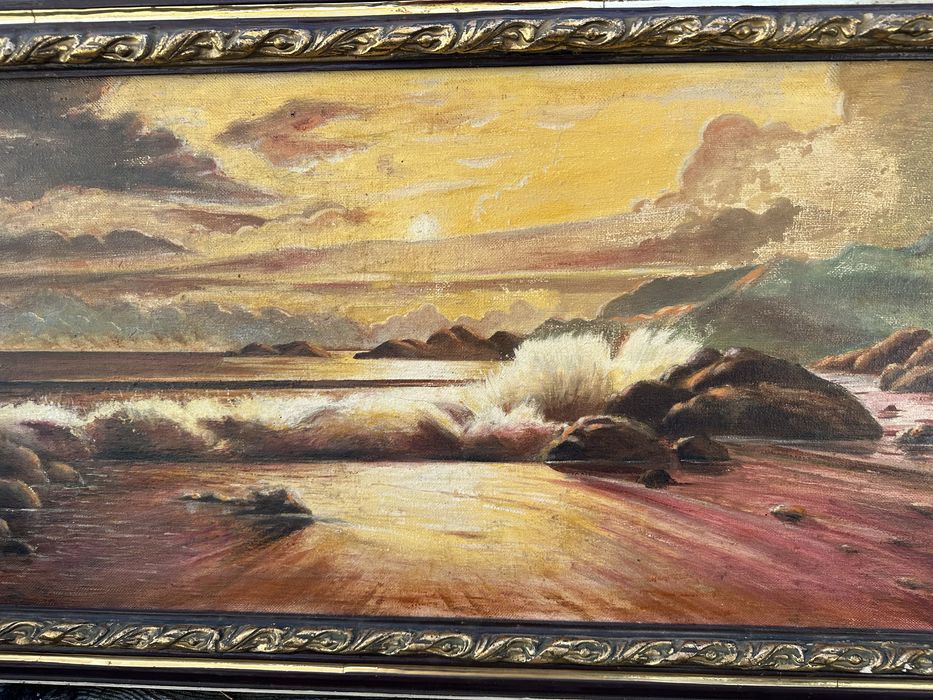 Картина маслом с рамкой раритет холст!