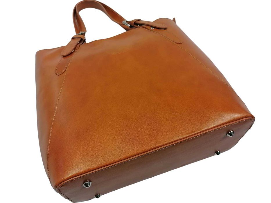 Nowa włoska skórzana torebka Vera Pelle shopper A4 Camel
