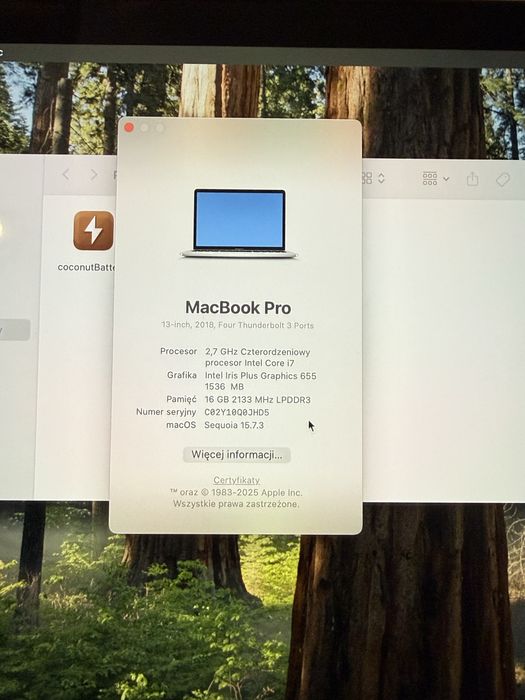 Nowa bateria MacBook Pro A1989 Intel core i7 16 GB RAM 512 GB SSD 18”