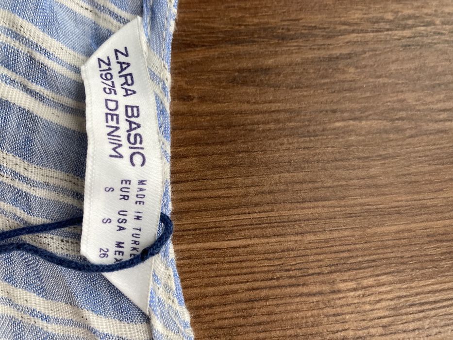 Zara Basic piękny kombinezon S niebiesko biały damski