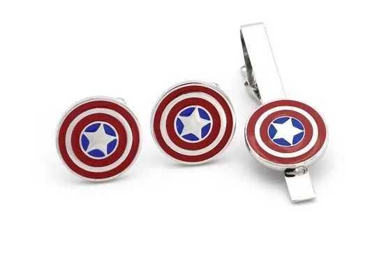 Spinki do mankietu spinka do krawata tarcza Kapitan Ameryka