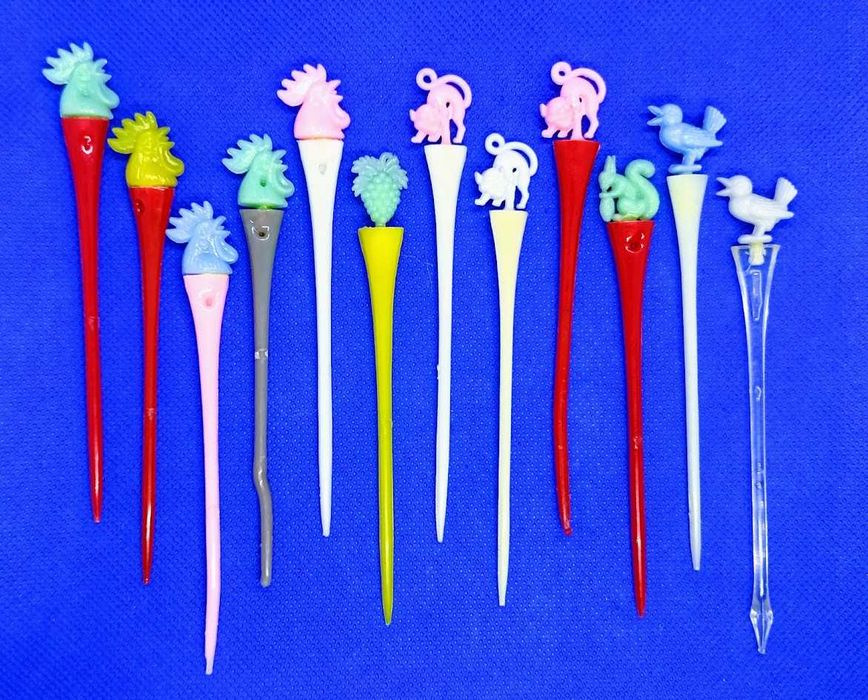 Pack 12 palitos plásticos mixers coleção com animais na extremidade