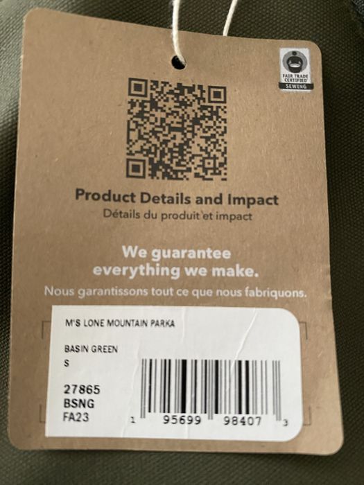 Patagonia Lone Mountain Parka basin green . S