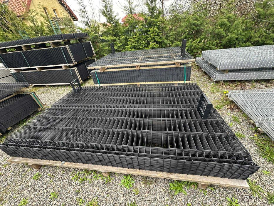 Panel ogrodzeniowy ocynk malowany proszkowo CZARNY/GRAFIT 123cm fi 4mm