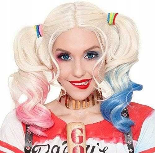 Strój kostium przebranie na bal Harley Quinn + peruka r.M 122/128