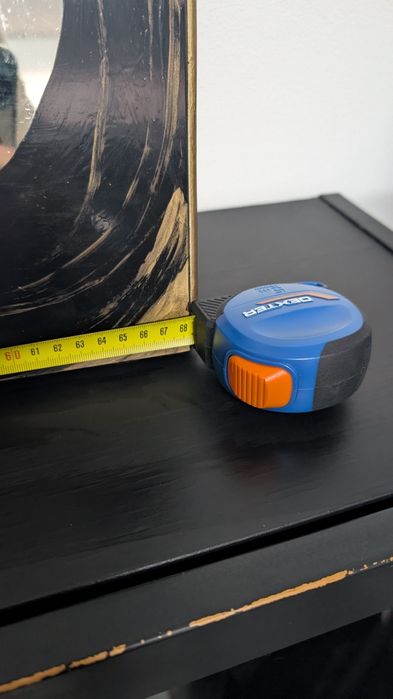 Espelho pintado preto e dourado