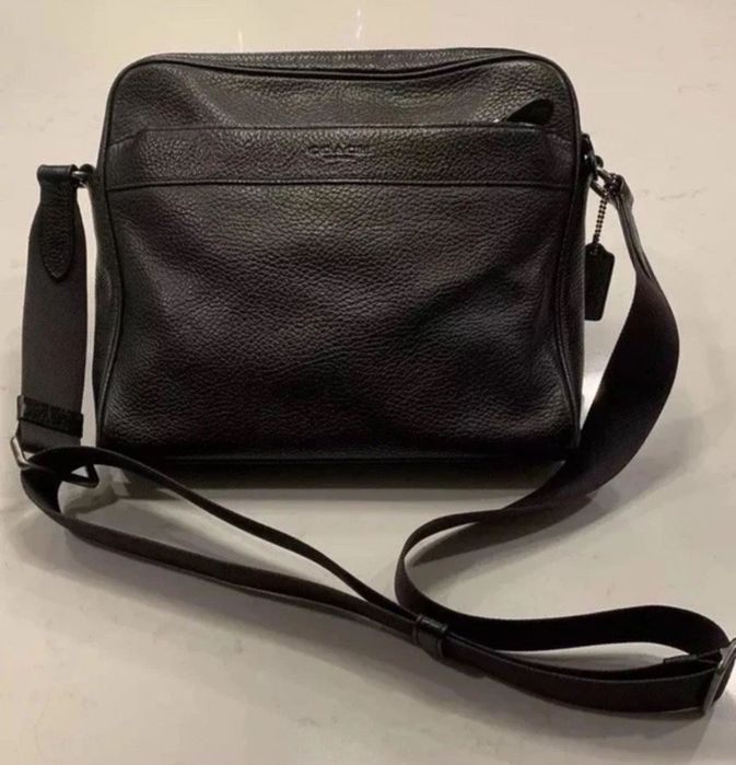 Чоловіча шкіряна сумка coach charles camera crossbody messenger bag