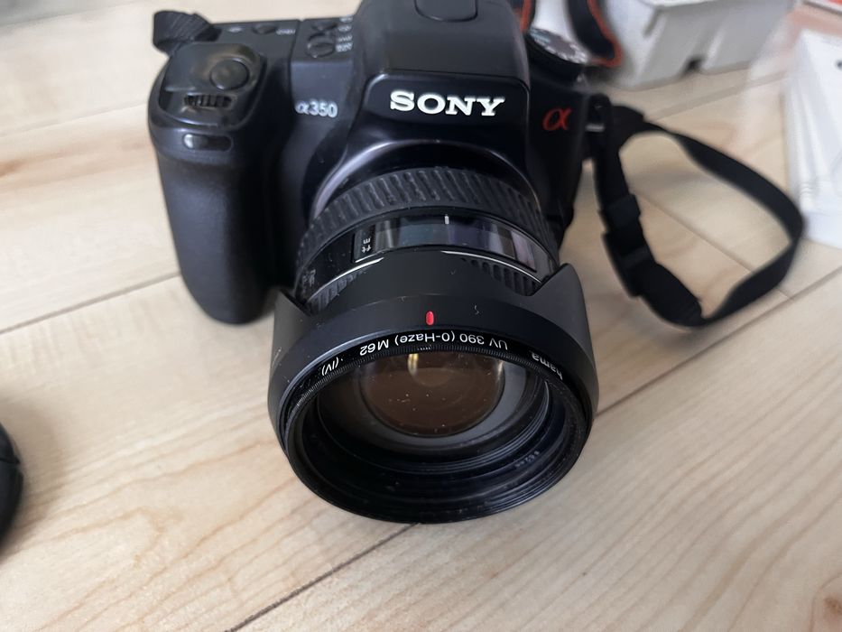 Lustrzanka Sony alfa 350 - 2 obiektywy (minolta+sony), 2 karty, etui