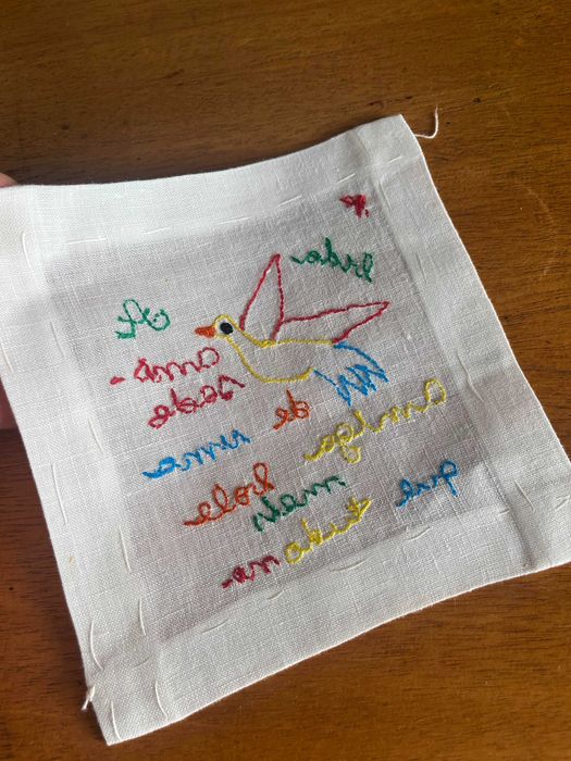 Coleção de 5 Lenços de Namorados 15x15cm em linho, para emoldurar