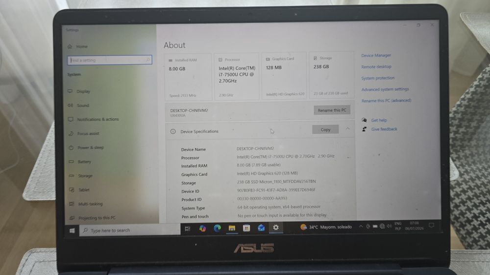 ASUS ZenBook UX430UA – i7 / 8 GB RAM / 256 GB SSD / Windows 11