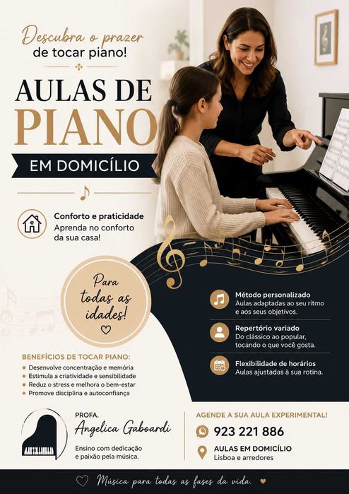 Aulas de PIANO e TECLADO em sua residência