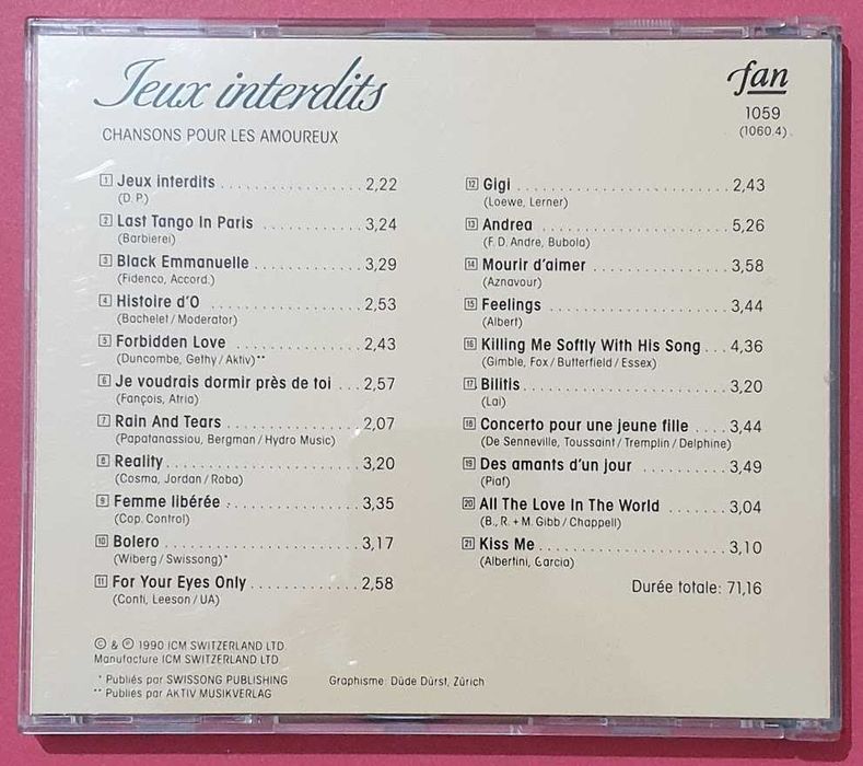 CD - Jeux Interdits - Chansons pour les amoureux