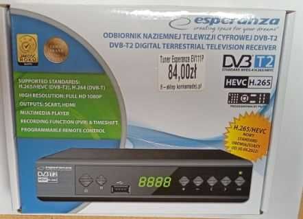 Tuner telewizji naziemnej Esperanza EV111P DVB-T2, NOWY! 24m/gw!