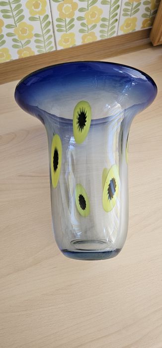 Jarra vidro soprado, desenho kiwi tipo Murano, Deposito Marinha Grande