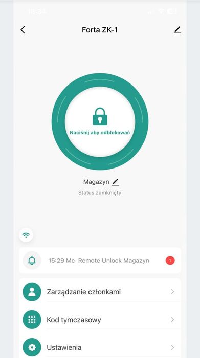 Zamek Szyfrator Czytnik Unique WiFi TUYA