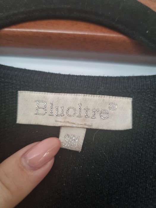 Sweter kardigan długi czarny ćwieki Bluoltre r. S/M