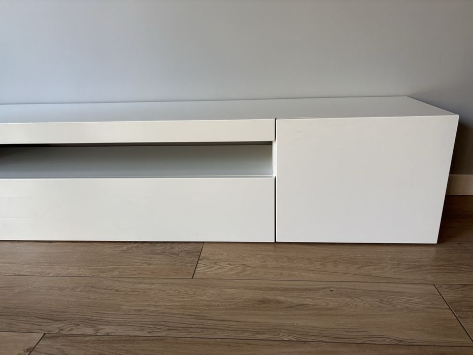 Szafka RTV 200 cm biały połysk | NOWOCZESNA | złożona