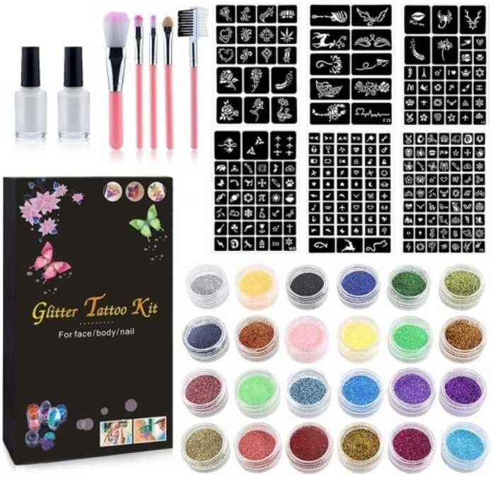 Zestaw do tatuaży brokatowych – kreatywna zabawa dla dzieci