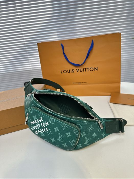Louis Vuitton Rush сумка бананка мужская зеленая