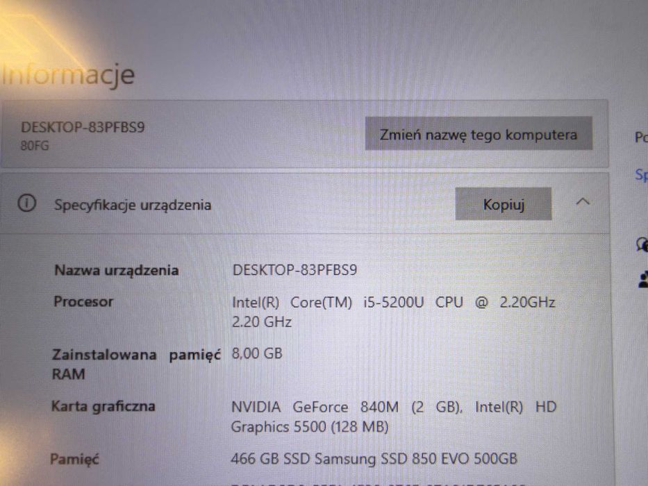 Laptop Lenovo Z70-80 80FG