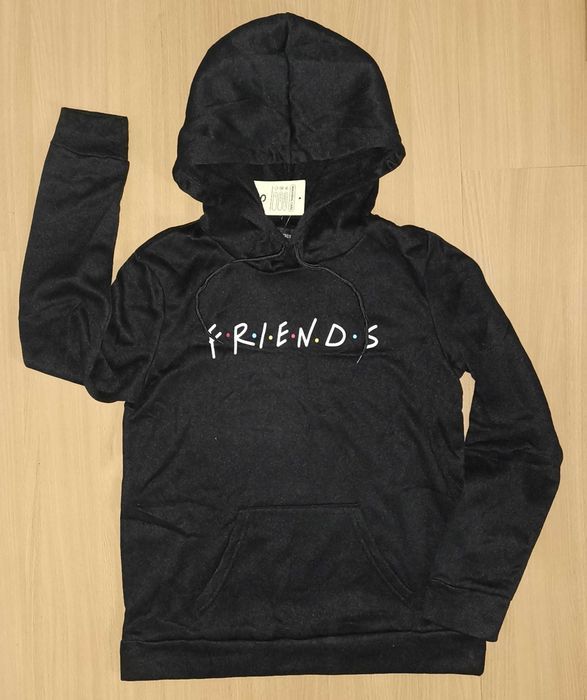 Bluza z nadrukiem FRIENDS z kapturem czarna - S - NOWA