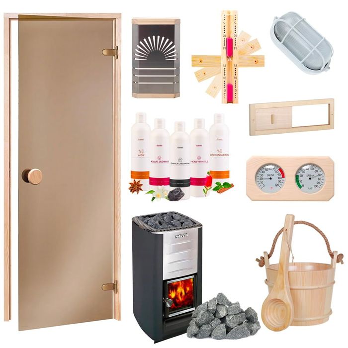 Zestaw piec harvia m3; komin; akcesoria,, kratki; kamienie