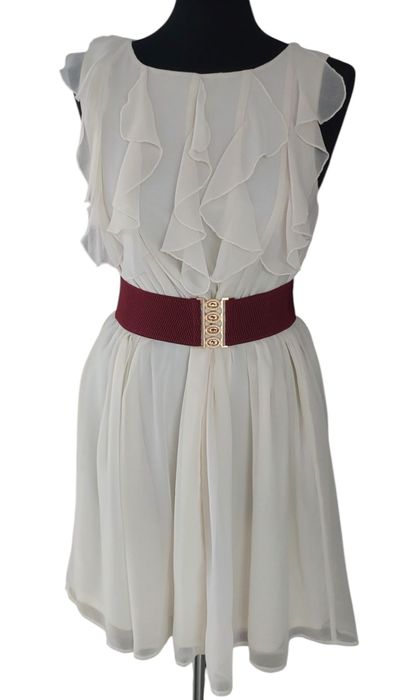 Elastyczny burgundowy szeroki pasek damski