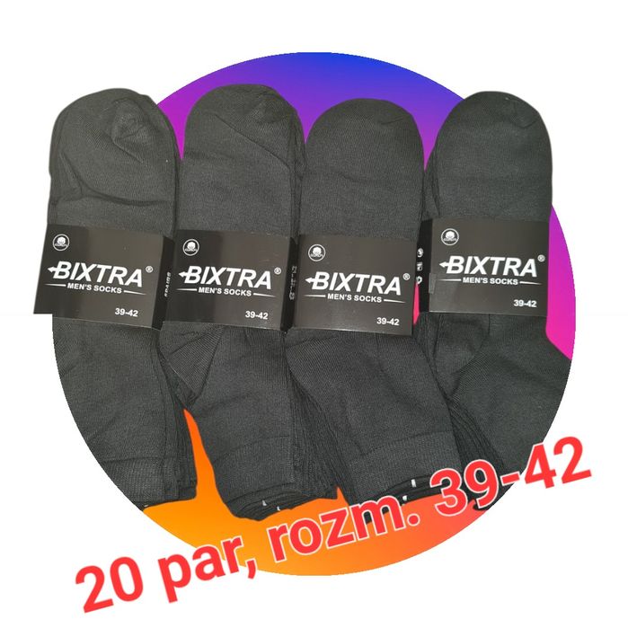 20 par skarpety skarpetki męskie czarne, rozmiar 39-42 Bixtra Men's So