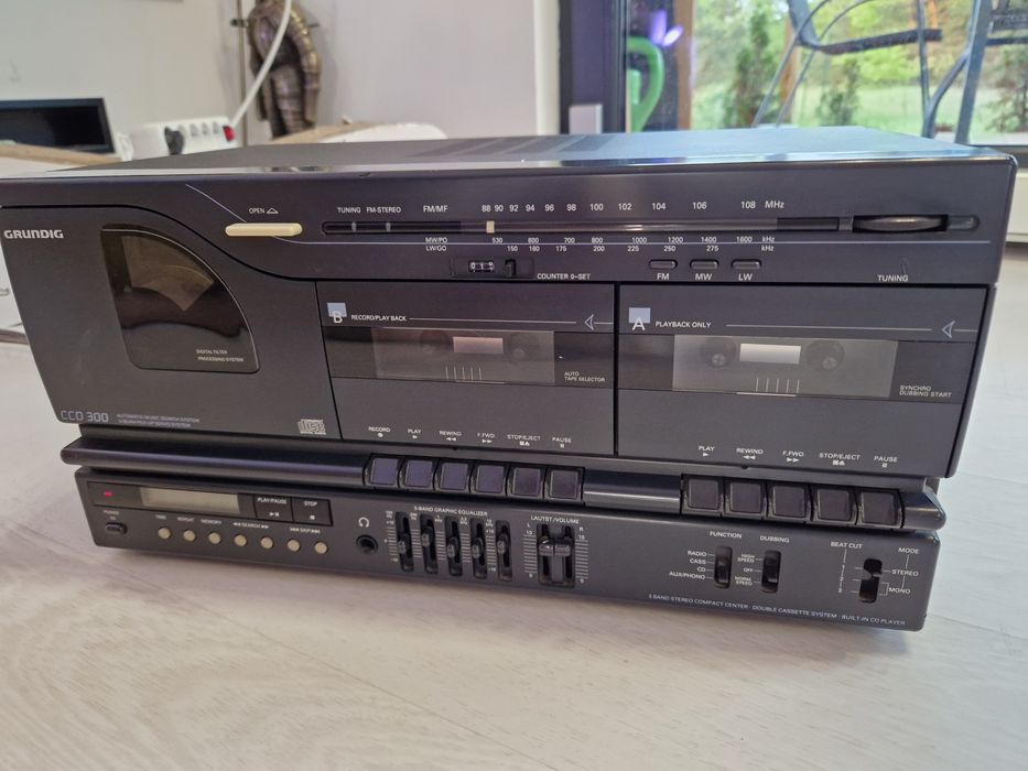 Wieża Grundig CCD 300 CD Radio 2x kaseta equalizer 1989 Retro