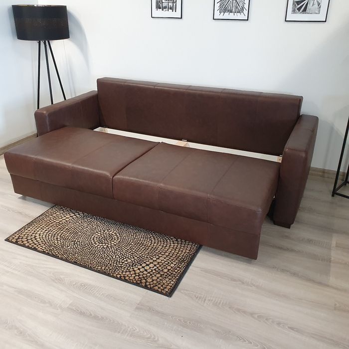 Producent! Sofa, kanapa rozkładana SENATOR, naturalna skóra !!