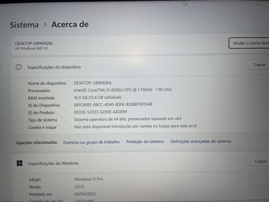 Portátil HP Elitebook 840 G5 i5 + Dockstation