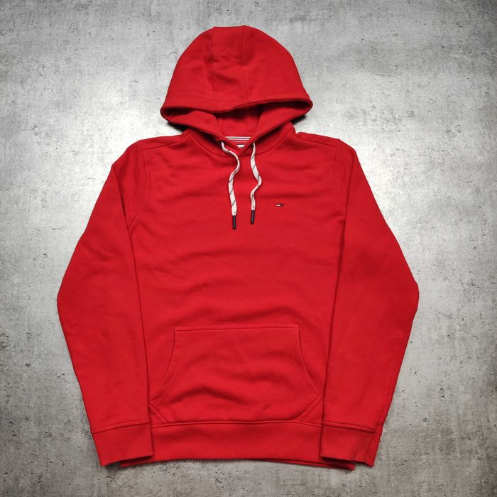 MĘSKA Bluza z Kapturem PREMIUM Hodie Tommy Hilfiger Jeans Czerwona Haft