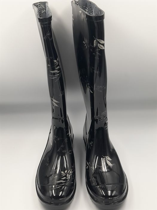 Super Czarne kalosze z jasnym wzorem Rozmiar 36