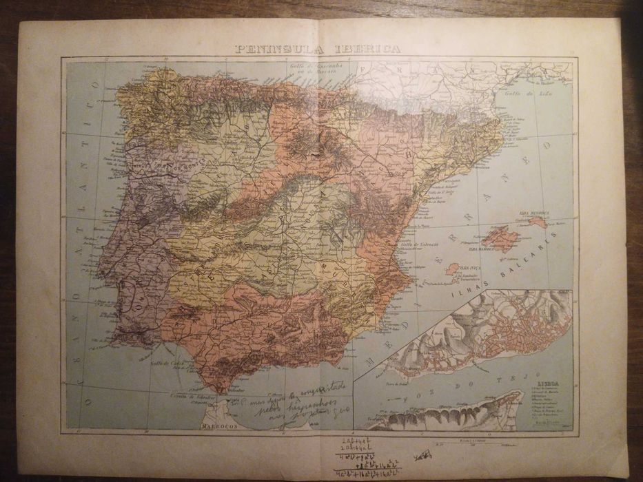 Mapa Peninsula Ibérica (Final do Séc XIX, Início Séc XX)