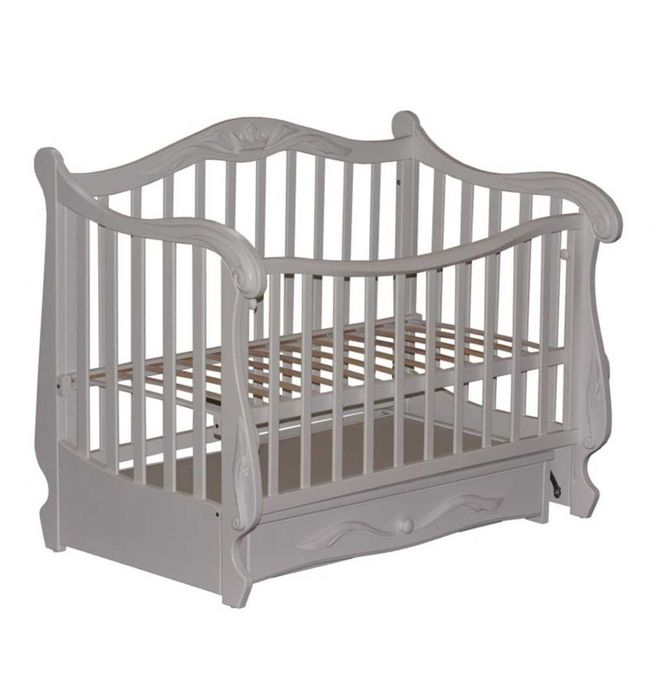 Детская кроватка с маятником и коробом для хранения Массив бука Новая