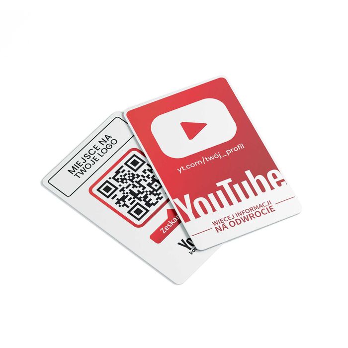 Karta wizytówka PVC – YouTube z kodem QR - 10szt
