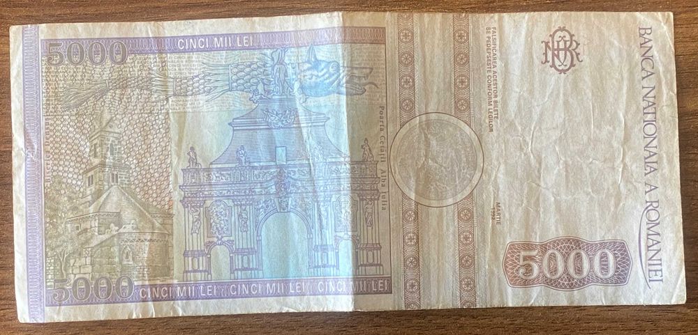 Nota antiga Roménia5000 Lei Avram lancu – coleção numismática