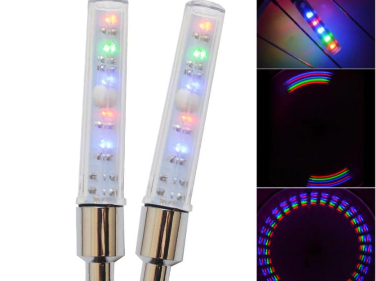 Par Leds válvula de pneu tampa da lâmpada varia cores