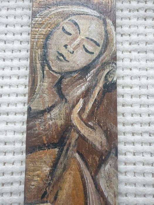 Anioł Spokoju obraz malowany ręcznie na drewnie desce rękodzieło